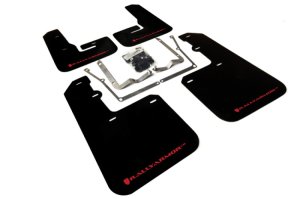 Volkswagen Jetta Mud Flap Kit - Front + Rear - Rally Armor - UR Black Flap/Red Logo - Black - `15-`18